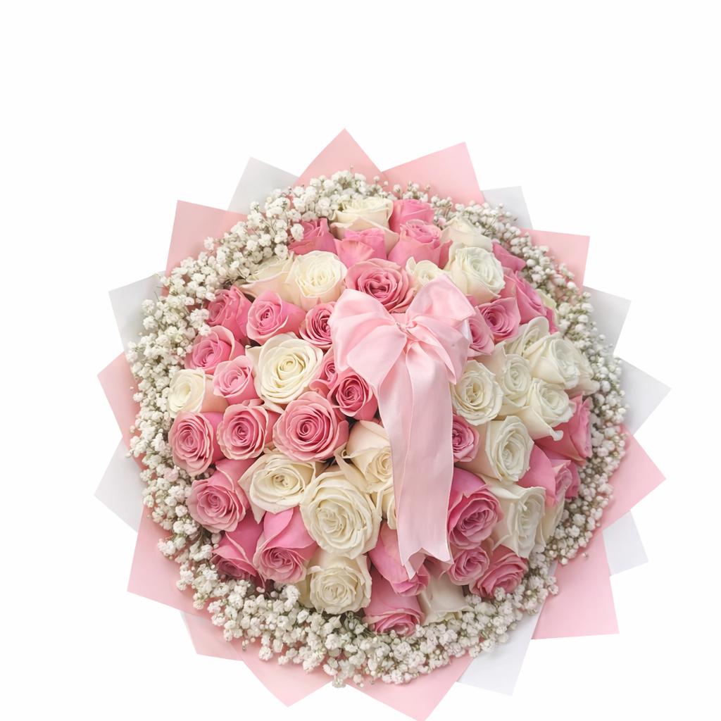 Pearl & Pink 50 Rose Bouquet